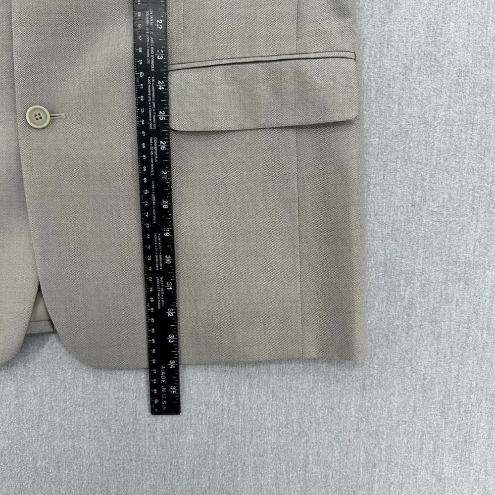 Alfani Blazer Mens 42L Beige Silk Wool Blend 3 Button Tailored Sport Coat